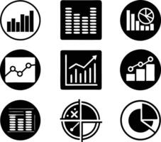 set of statistics icon illustration. business, chart, graph, statistics, data, finance, investment, concept, analysis vector