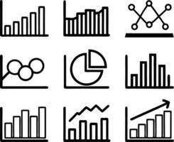 set of statistics icon illustration. business, chart, graph, statistics, data, finance, investment, concept, analysis vector