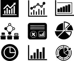 set of statistics icon illustration. business, chart, graph, statistics, data, finance, investment, concept, analysis vector