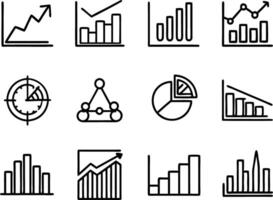 set of statistics icon illustration. business, chart, graph, statistics, data, finance, investment, concept, analysis vector