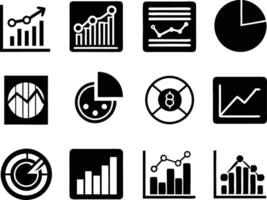set of statistics icon illustration. business, chart, graph, statistics, data, finance, investment, concept, analysis vector