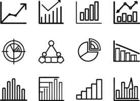 set of statistics icon illustration. business, chart, graph, statistics, data, finance, investment, concept, analysis vector