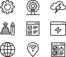 set of ui and ux icon illustration. screen, technology, ux, illustration, web, template, user, application, graphic, business vector