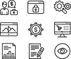 set of ui and ux icon illustration. screen, technology, ux, illustration, web, template, user, application, graphic, business vector