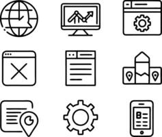 set of ui and ux icon illustration. screen, technology, ux, illustration, web, template, user, application, graphic, business vector
