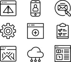 set of ui and ux icon illustration. screen, technology, ux, illustration, web, template, user, application, graphic, business vector
