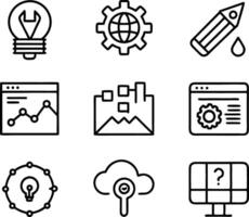 set of ui and ux icon illustration. screen, technology, ux, illustration, web, template, user, application, graphic, business vector