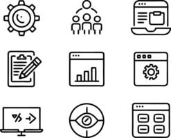 set of ui and ux icon illustration. screen, technology, ux, illustration, web, template, user, application, graphic, business vector