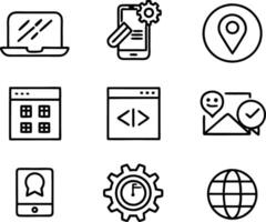set of ui and ux icon illustration. screen, technology, ux, illustration, web, template, user, application, graphic, business vector