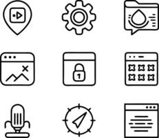 set of ui and ux icon illustration. screen, technology, ux, illustration, web, template, user, application, graphic, business vector