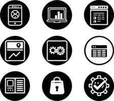 set of ui and ux icon illustration. screen, technology, ux, illustration, web, template, user, application, graphic, business vector