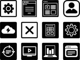 set of ui and ux icon illustration. screen, technology, ux, illustration, web, template, user, application, graphic, business vector