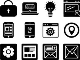 set of ui and ux icon illustration. screen, technology, ux, illustration, web, template, user, application, graphic, business vector