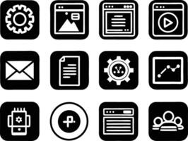 set of ui and ux icon illustration. screen, technology, ux, illustration, web, template, user, application, graphic, business vector