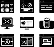 set of ui and ux icon illustration. screen, technology, ux, illustration, web, template, user, application, graphic, business vector