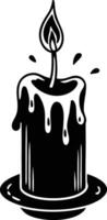 candle with a flickering flame and dripping wax, silhouette. decorative, drip, home, event, festive, fire, flame, flickering, glow vector