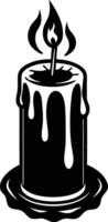 candle with a flickering flame and dripping wax, silhouette. decorative, drip, home, event, festive, fire, flame, flickering, glow vector