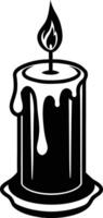 candle with a flickering flame and dripping wax, silhouette. decorative, drip, home, event, festive, fire, flame, flickering, glow vector