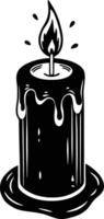 candle with a flickering flame and dripping wax, silhouette. decorative, drip, home, event, festive, fire, flame, flickering, glow vector