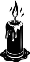candle with a flickering flame and dripping wax, silhouette. decorative, drip, home, event, festive, fire, flame, flickering, glow vector