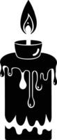 candle with a flickering flame and dripping wax, silhouette. decorative, drip, home, event, festive, fire, flame, flickering, glow vector