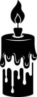 candle with a flickering flame and dripping wax, silhouette. decorative, drip, home, event, festive, fire, flame, flickering, glow vector