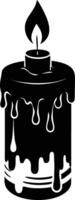 candle with a flickering flame and dripping wax, silhouette. decorative, drip, home, event, festive, fire, flame, flickering, glow vector