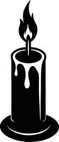 candle with a flickering flame and dripping wax, silhouette. decorative, drip, home, event, festive, fire, flame, flickering, glow vector