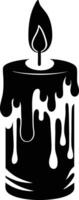 candle with a flickering flame and dripping wax, silhouette. decorative, drip, home, event, festive, fire, flame, flickering, glow vector
