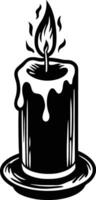 candle with a flickering flame and dripping wax, silhouette. decorative, drip, home, event, festive, fire, flame, flickering, glow vector