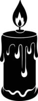candle with a flickering flame and dripping wax, silhouette. decorative, drip, home, event, festive, fire, flame, flickering, glow vector