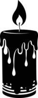 candle with a flickering flame and dripping wax, silhouette. decorative, drip, home, event, festive, fire, flame, flickering, glow vector