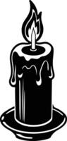candle with a flickering flame and dripping wax, silhouette. decorative, drip, home, event, festive, fire, flame, flickering, glow vector