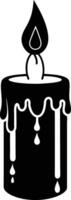 candle with a flickering flame and dripping wax, silhouette. decorative, drip, home, event, festive, fire, flame, flickering, glow vector