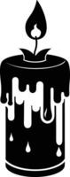 candle with a flickering flame and dripping wax, silhouette. decorative, drip, home, event, festive, fire, flame, flickering, glow vector