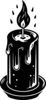 candle with a flickering flame and dripping wax, silhouette. decorative, drip, home, event, festive, fire, flame, flickering, glow vector