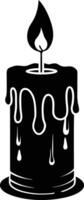 candle with a flickering flame and dripping wax, silhouette. decorative, drip, home, event, festive, fire, flame, flickering, glow vector