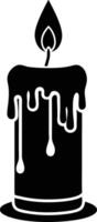 candle with a flickering flame and dripping wax, silhouette. decorative, drip, home, event, festive, fire, flame, flickering, glow vector
