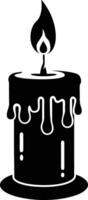 candle with a flickering flame and dripping wax, silhouette. decorative, drip, home, event, festive, fire, flame, flickering, glow vector