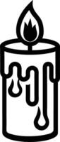 candle with a flickering flame and dripping wax, silhouette. decorative, drip, home, event, festive, fire, flame, flickering, glow vector