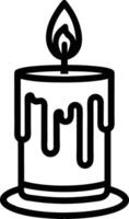 candle with a flickering flame and dripping wax, silhouette. decorative, drip, home, event, festive, fire, flame, flickering, glow vector