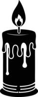 candle with a flickering flame and dripping wax, silhouette. decorative, drip, home, event, festive, fire, flame, flickering, glow vector