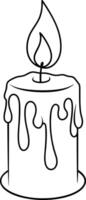 candle with a flickering flame and dripping wax, silhouette. decorative, drip, home, event, festive, fire, flame, flickering, glow vector