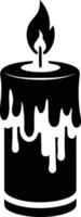 candle with a flickering flame and dripping wax, silhouette. decorative, drip, home, event, festive, fire, flame, flickering, glow vector