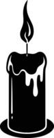 candle with a flickering flame and dripping wax, silhouette. decorative, drip, home, event, festive, fire, flame, flickering, glow vector