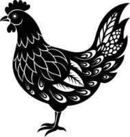 decorative hen illustration. hen, chicken, poultry, farm, nature, farming, animal, livestock vector