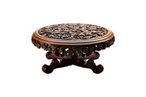 Carved Dining Table isolated on transparent background. png