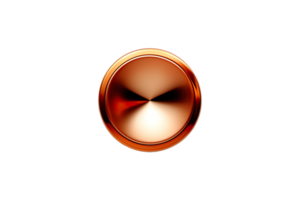 Copper Button isolated on transparent background. png