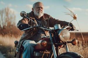 Senior Biker on a Country Ride photo