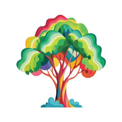 Beautiful Single Big Tree Illustration